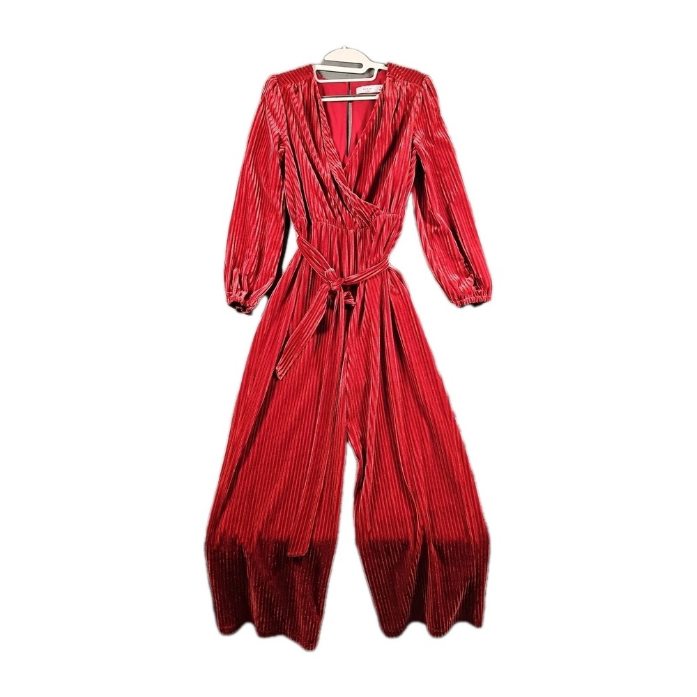 Ali & Jay Anthropologie Samantha Velvet Jumpsuit Rose Red Women's Small